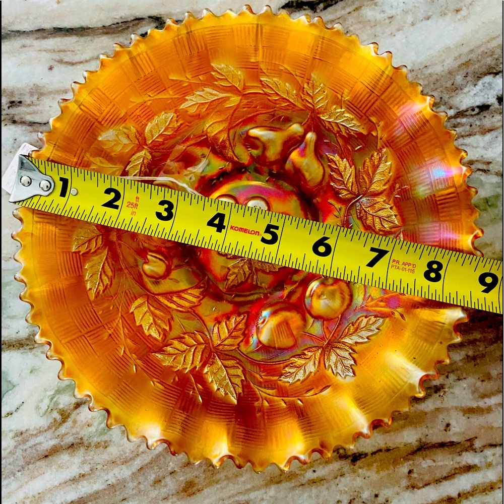 Northwood carnival glass pastel Marigold and pattern of fruit